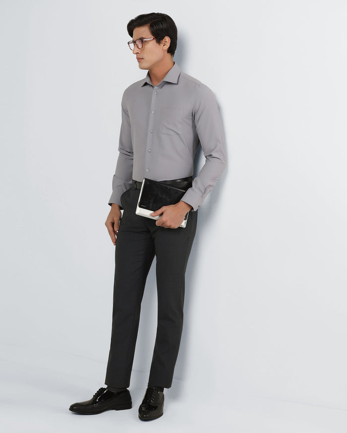 Grey Melange Textured Trouser - Dixon