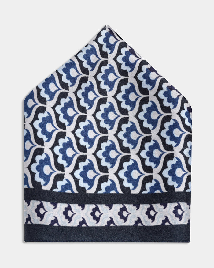 Grey Printed 100% Silk Pocket Square - Abuzz
