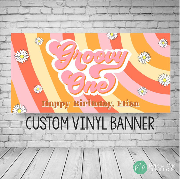 Groovy One First Birthday Banner with 70's vibe