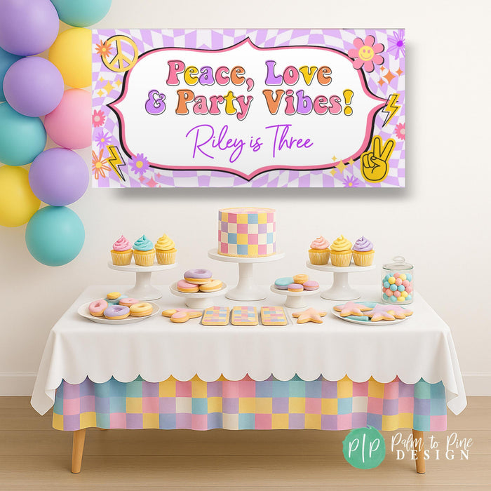 Groovy Checkerboard Birthday Banner