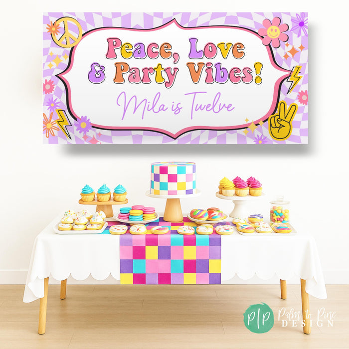 Groovy Checkerboard Birthday Banner