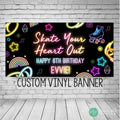 personalized neon girls birthday roller skating banner