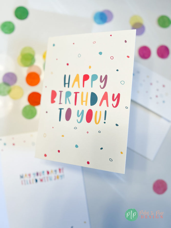 cute confetti polka dot birthday invitation