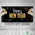 Black and gold personalized Happy New Year banner