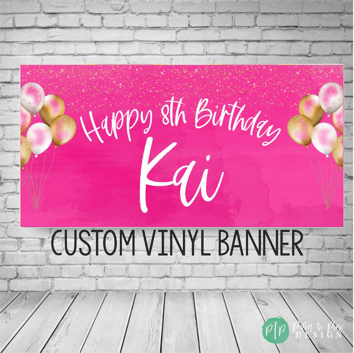 Personalized Hot pink and glitter banner