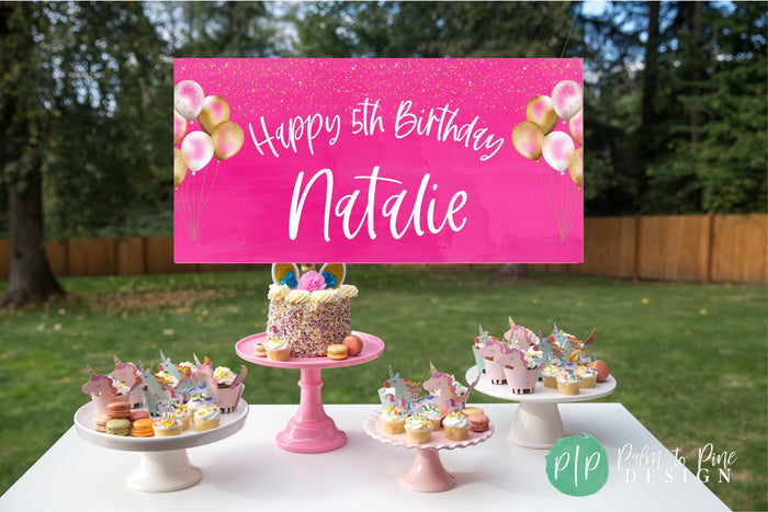 Personalized Hot pink and glitter banner