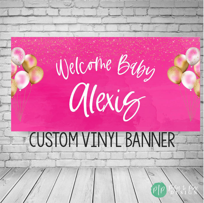 Personalized Hot pink and glitter banner