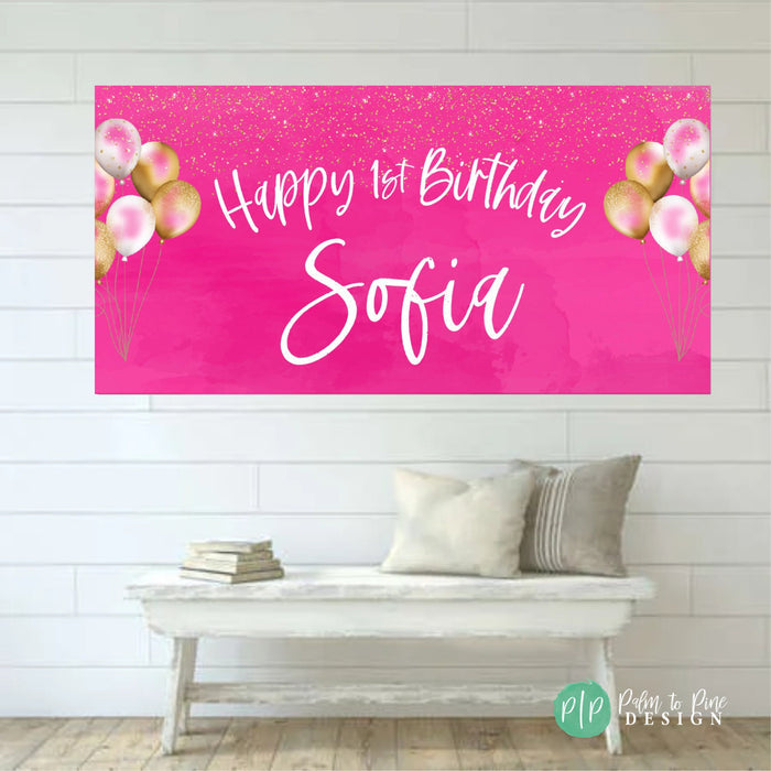 Personalized Hot pink and glitter banner