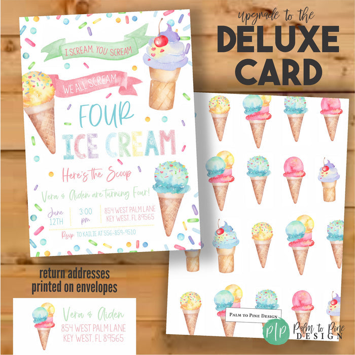 Ice Cream Birthday Invitation with Spinkles