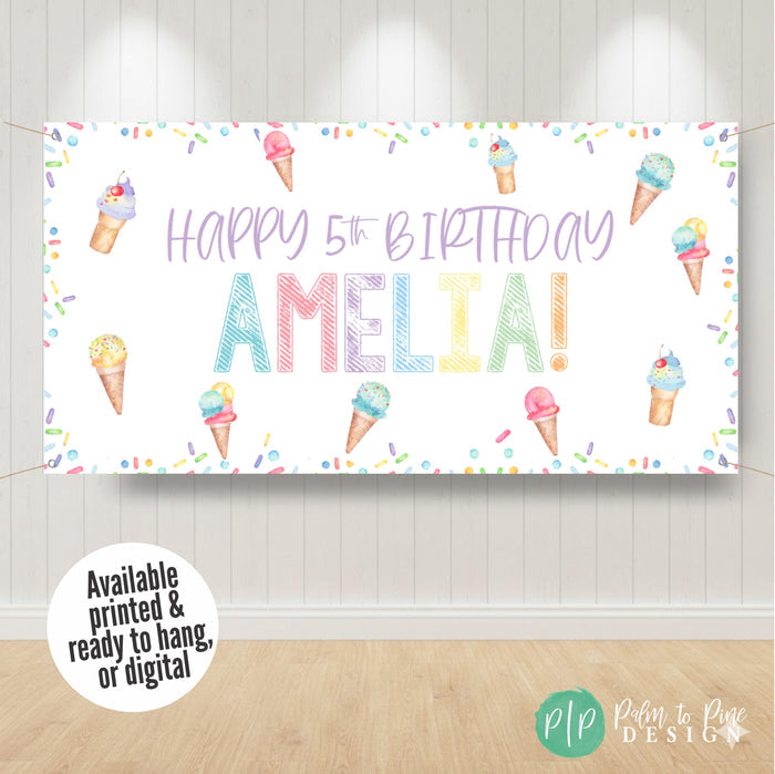 Ice cream theme birthday backdrop