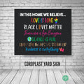 'In This House We Believe' social justice yard sign