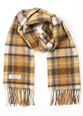 Irish Wool Scarf Short Beige Orange Check