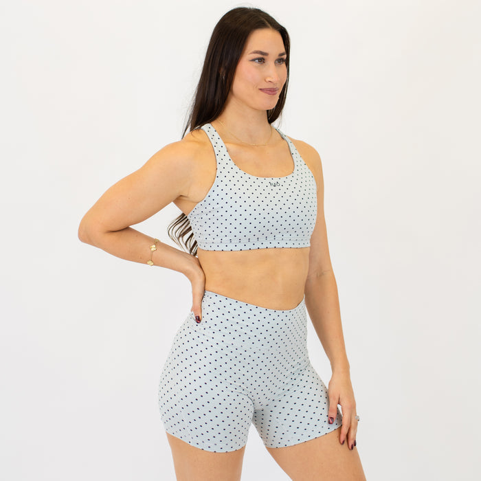 Heather Arctic Ice Mini Dot Isla Sports Bra - Medium Support by FLEO - 4
