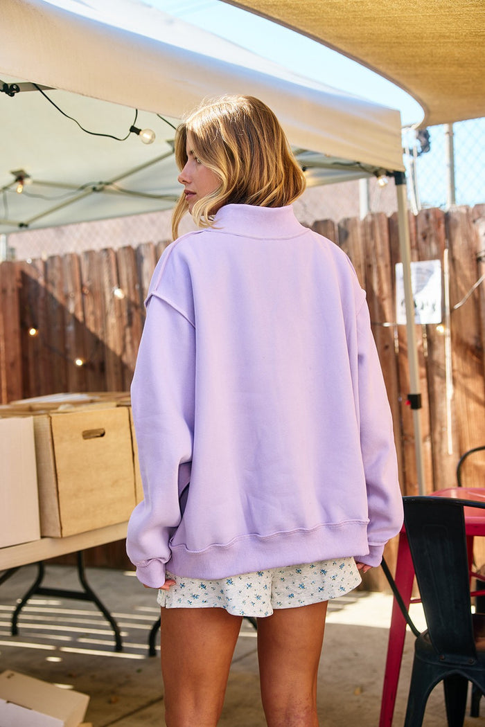 Jesus Embroidery Mock Neck Sweatshirt