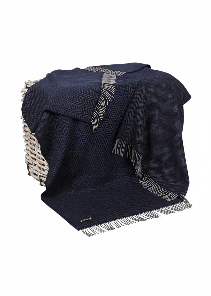 John Hanly Cashmere Merino Throw | Navy Gray
