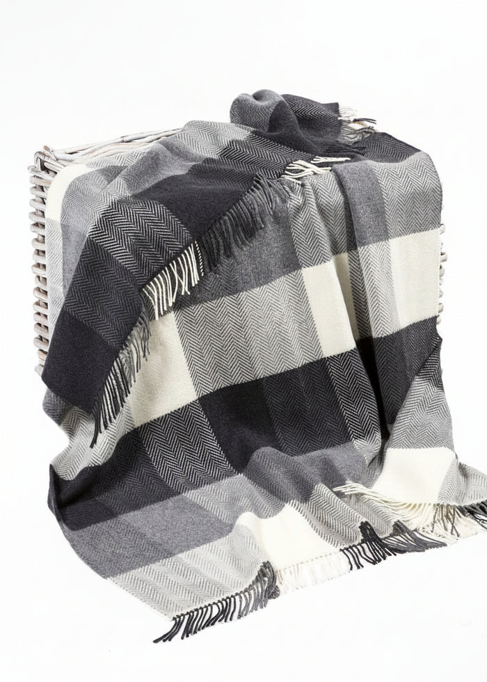 John Hanly Cashmere Merino Throw | Black Grey