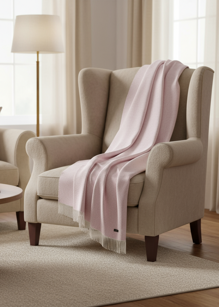 John Hanly Cashmere Merino Throw | Pink