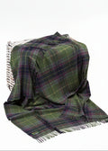 John Hanly Lambswool Throw Green Navy Purple Plaid