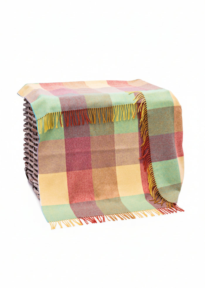 John Hanly Check Lambswool Throw Blanket