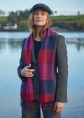 John Hanly Merino Scarf | Red Pink Navy