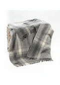 Merino Wool Cashmere Throw Grey Silver Border Check