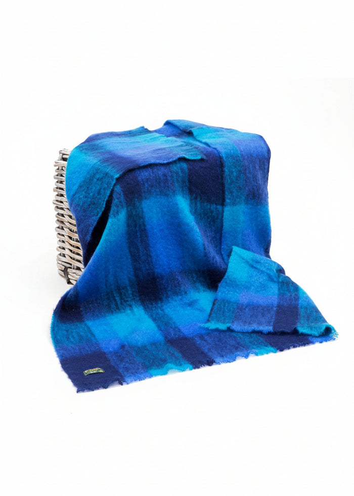 John Hanly Mohair Throw | Navy Blue Aqua