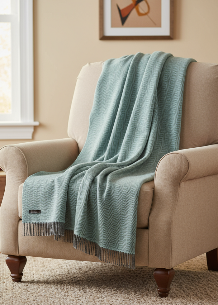 John Hanly Oversized Cashmere Throw - Duck Egg