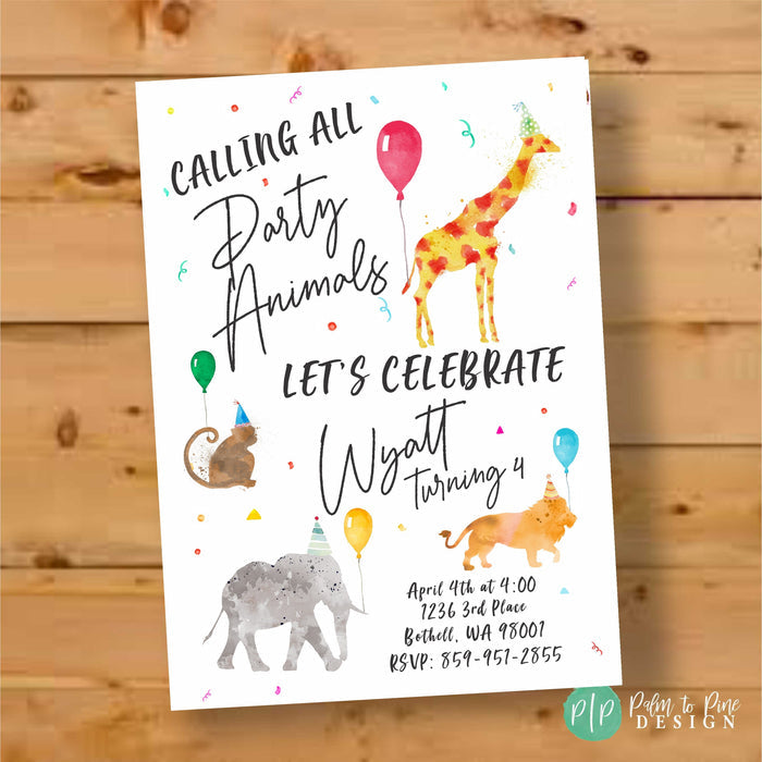 Jungle Animals Birthday Invitation