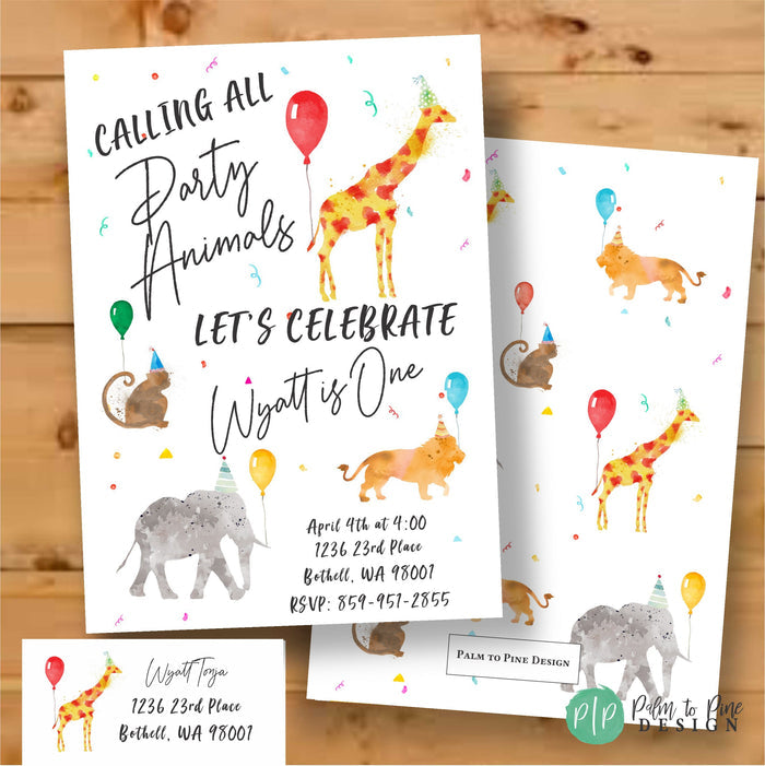 Jungle Animals Birthday Invitation
