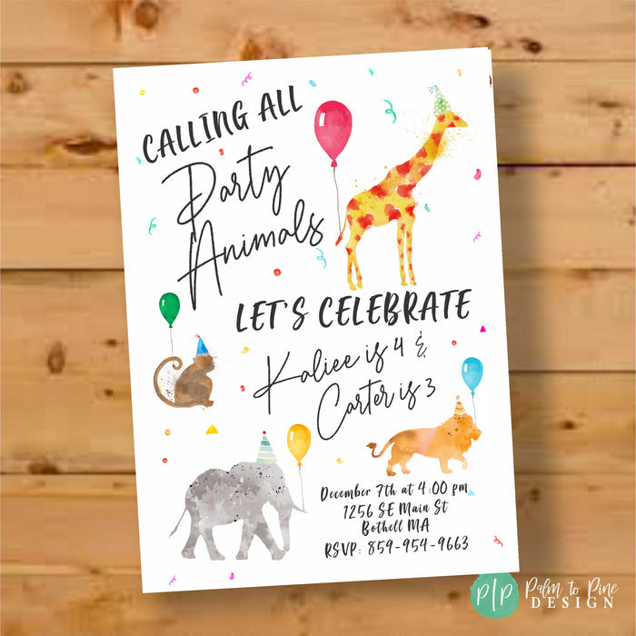 Jungle Animals Birthday Invitation