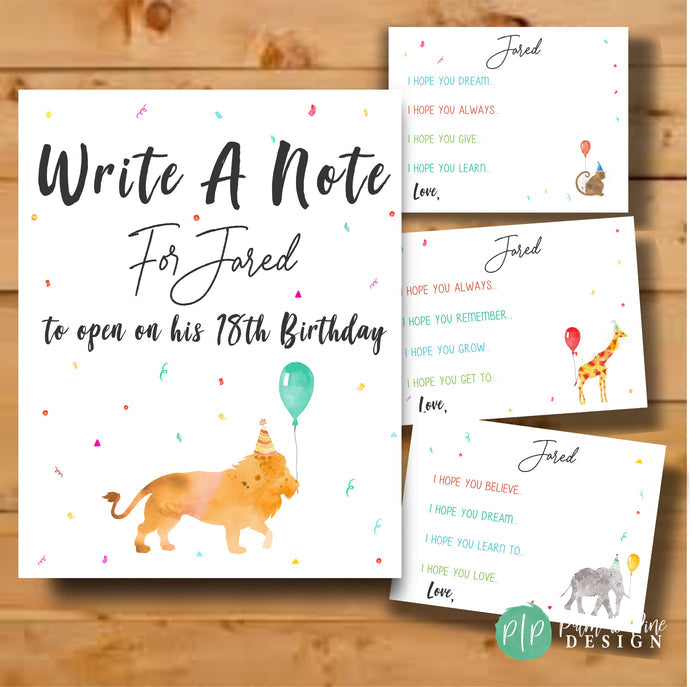 jungle birthday time capsule wish cards for baby's first birthday