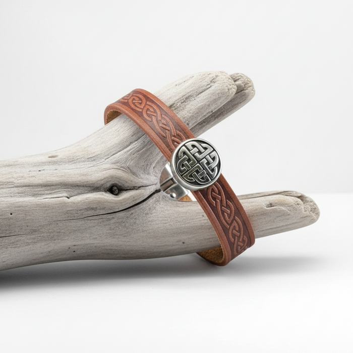Knot Brown Celtic Cuff Leather Bracelet