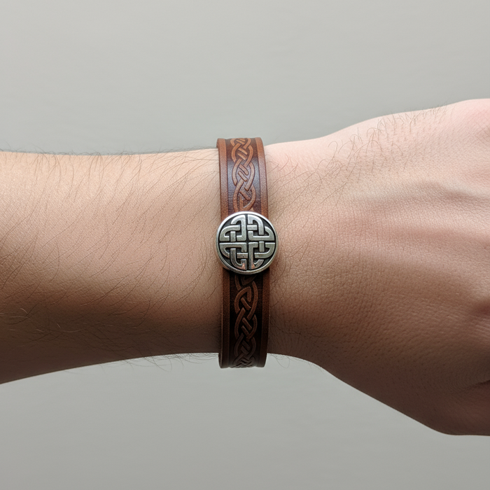 Knot Brown Celtic Cuff Leather Bracelet