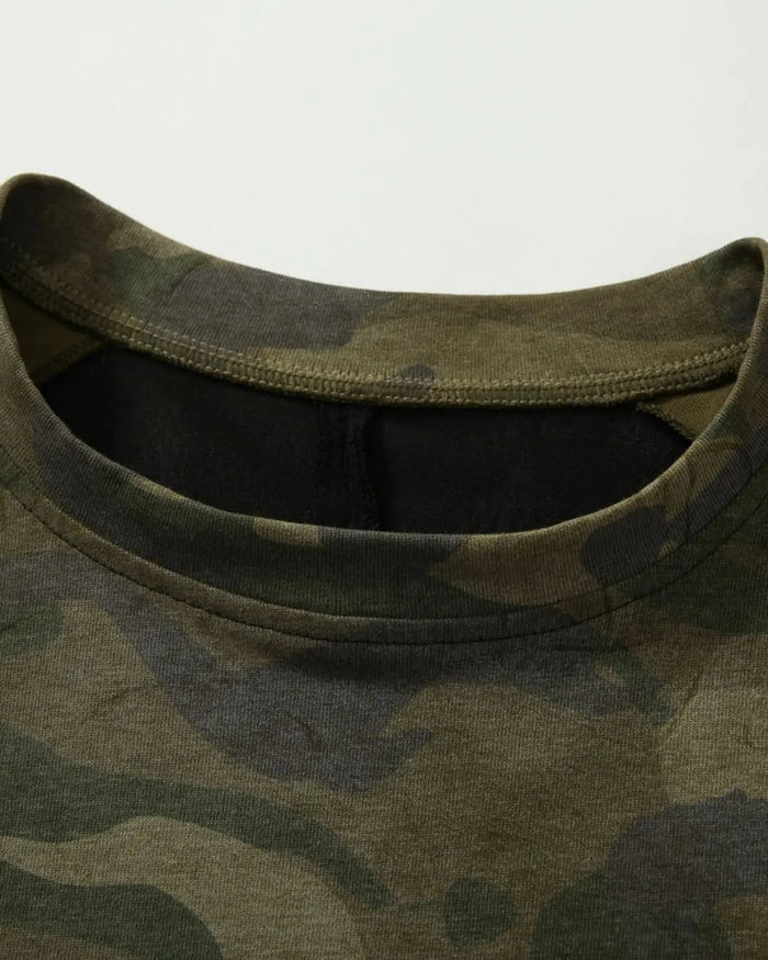 Lace Patchwork Camo Raglan Tees | Inflation Streetwear