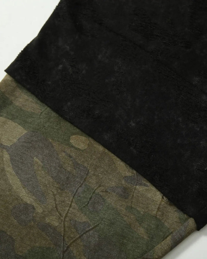 Lace Patchwork Camo Raglan Tees | Inflation Streetwear