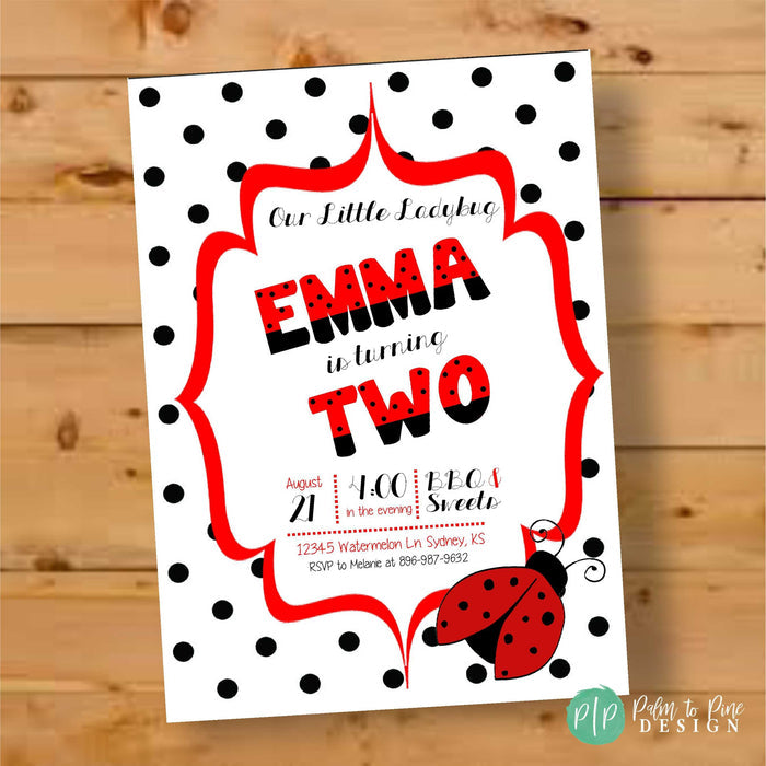 Personalized Ladybug Birthday Invite