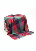 john hanly Lambswool Throw Bright Pink, Purple and Teal Block Check