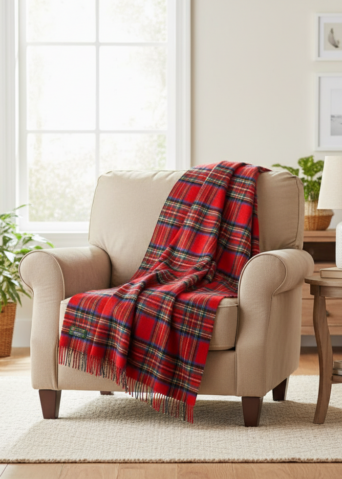 Lambswool Throw Royal Stewart Tartan John Hanly