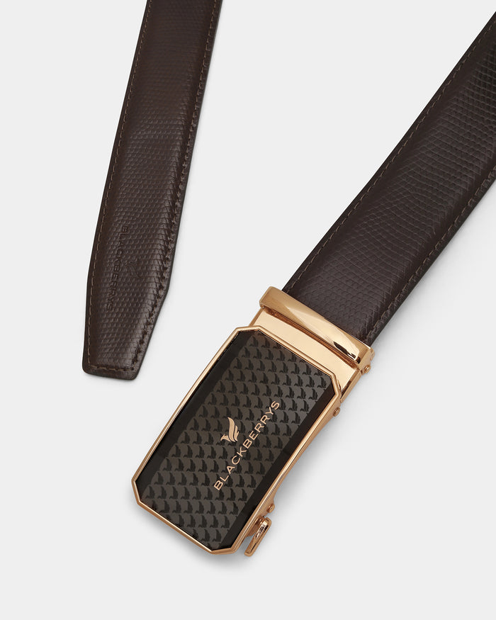 Leather Brown Textured Belt - Weynn