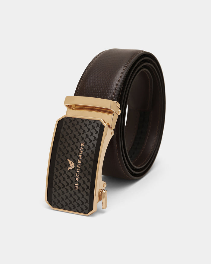 Leather Brown Textured Belt - Weynn