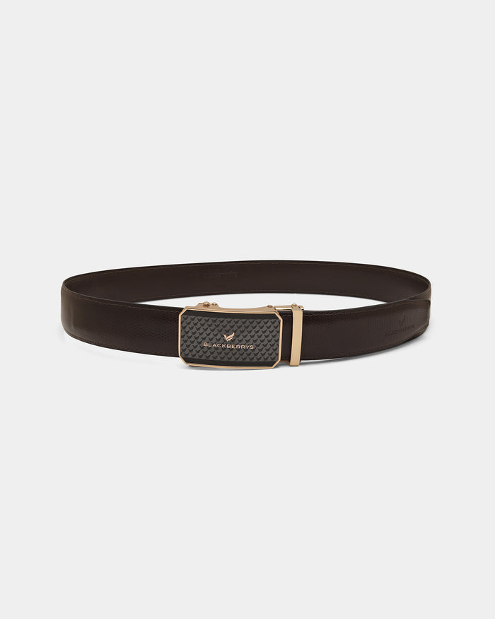 Leather Brown Textured Belt - Weynn