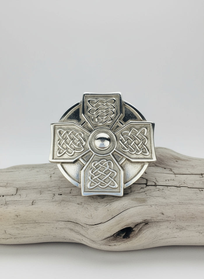 Lee River Celtic Cross Silver Belt Buckle 370