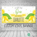 Cheerful lemon birthday banner, personalized with name and age
