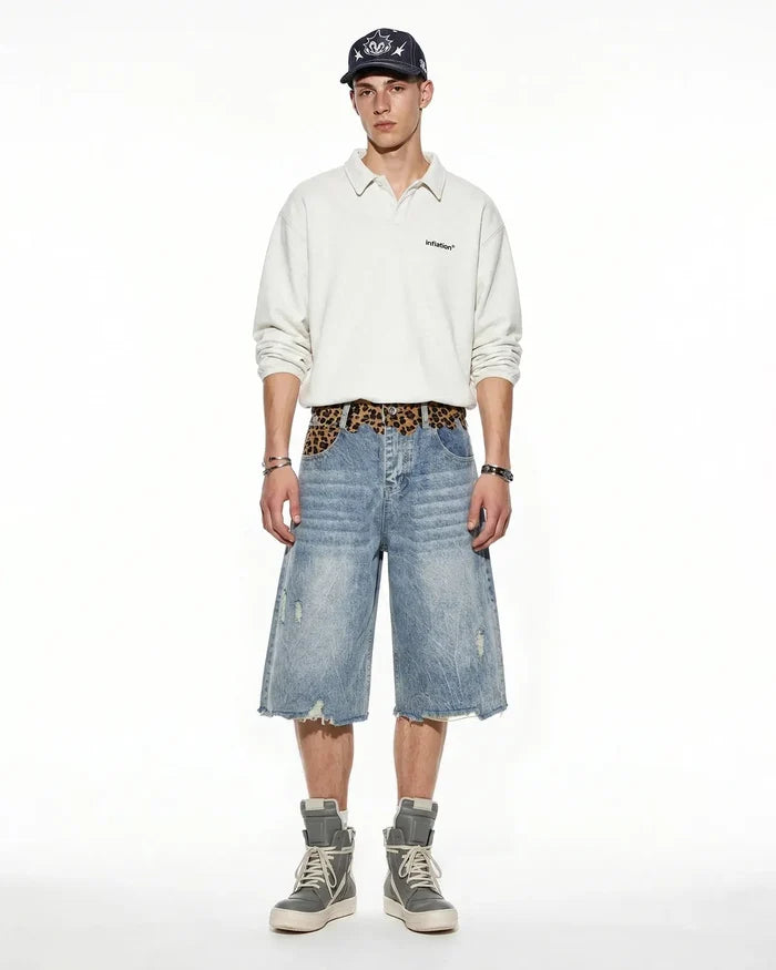 Leopard Patchwork Jorts | Inflation Streetwear