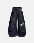 Leopard Star Patch Barrel Jeans | Inflation Streetwear