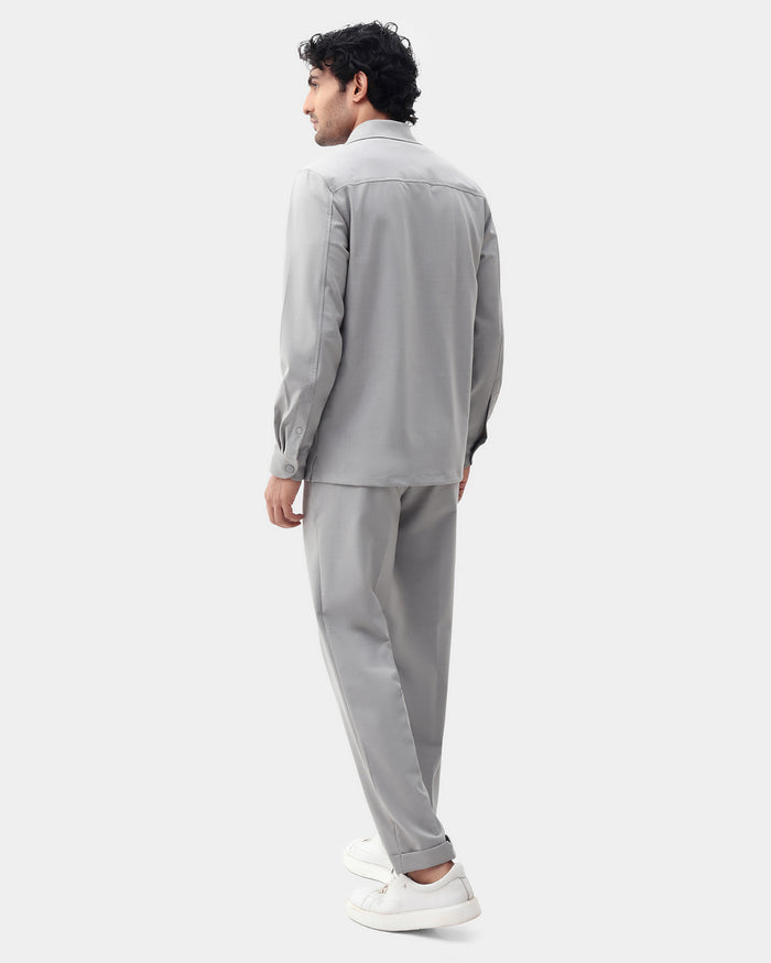 Light Grey Two Piece Textured Suit - Konfet