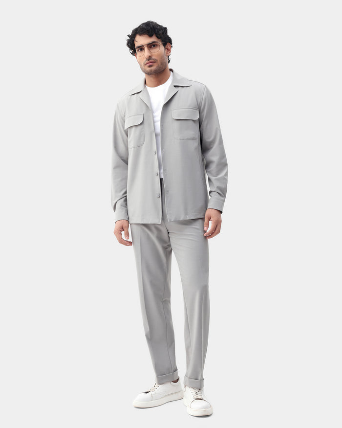 Light Grey Two Piece Textured Suit - Konfet