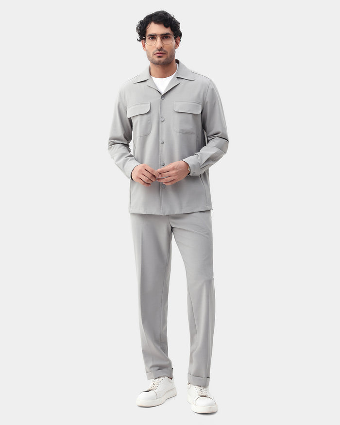 Light Grey Two Piece Textured Suit - Konfet