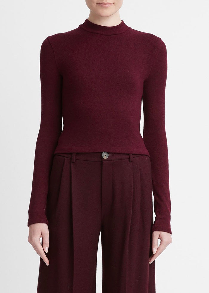 Long Sleeve Cozy Mock Neck (Cherry Wine)