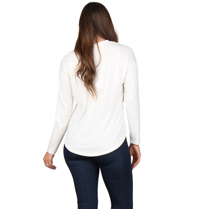 Long Sleeve Rounded Hem Top